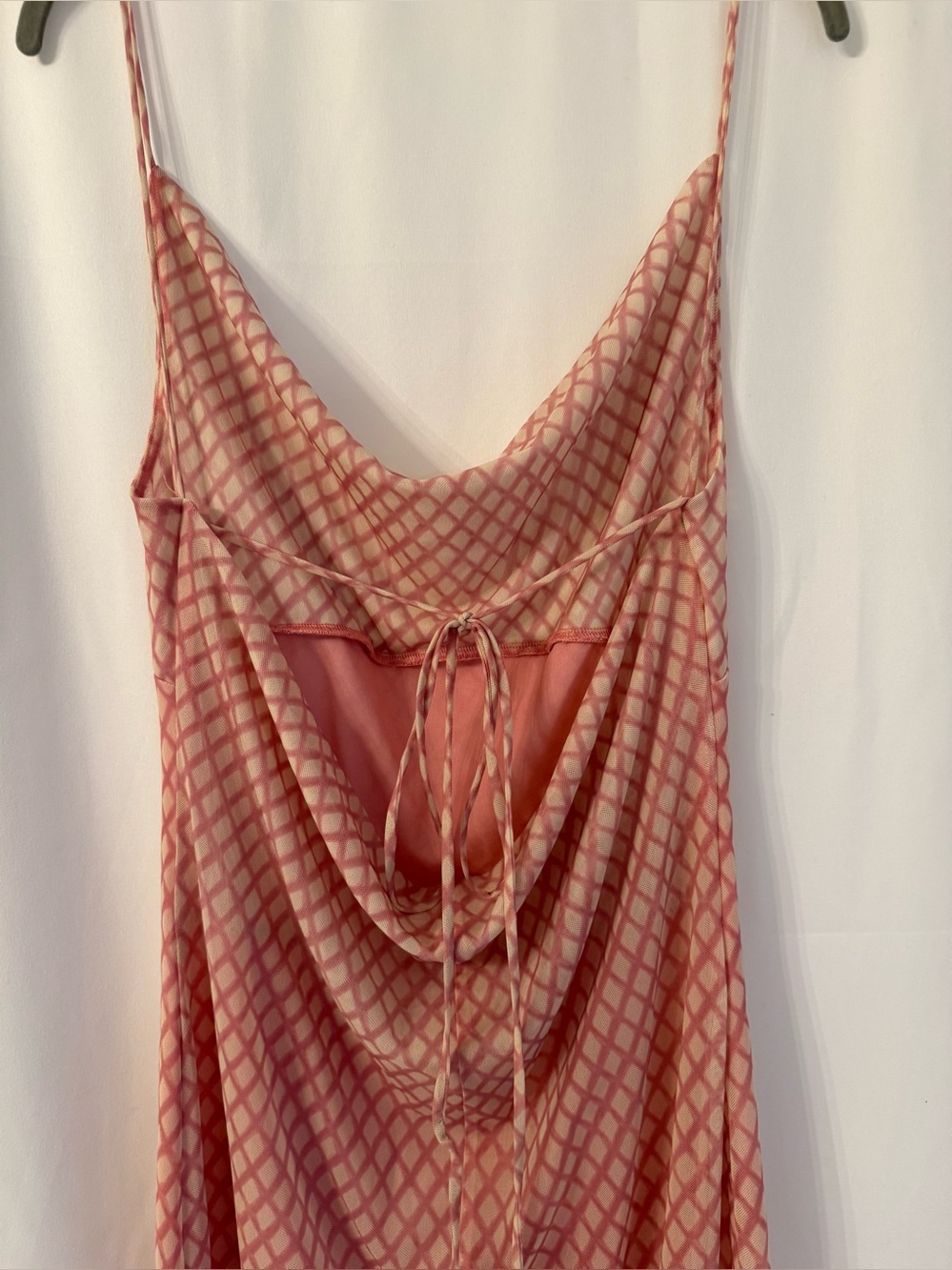 Zara Rose Pink Mesh Cowl Neck Maxi Dress Open Back Sheer Slip Dress Sz L - Picture 12 of 17